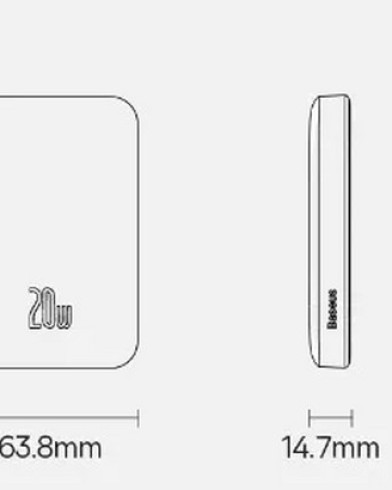 Аккумулятор внешний универсальный Baseus Magnetic Wireless Digital Display QC 20W (Type C: 5V-2.4A) (PPCX020001) 6000 mAh Черный