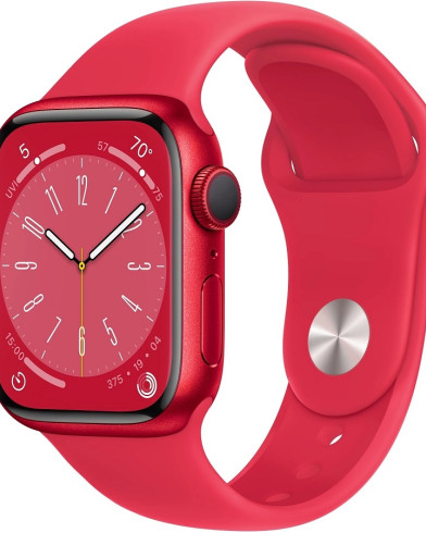 Умные часы Apple Watch Series 8 GPS+Cellular 45mm Aluminium Case with (PRODUCT) Red Sport Band MNKA3