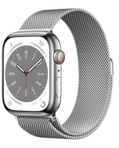 Умные часы Apple Watch Series 8 GPS+Cellular 41mm Silver Stainless Steel Case with Silver Milanese Loop MNJ83