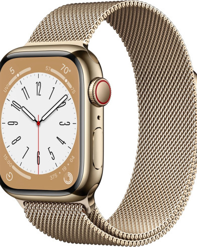 Умные часы Apple Watch Series 8 GPS+Cellular 45mm Gold Stainless Steel Case with Gold Milanese Loop MNKX3