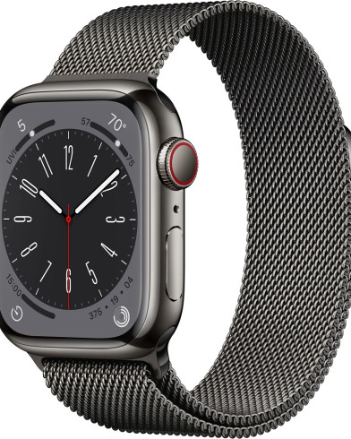 Умные часы Apple Watch Series 8 GPS+Cellular 45mm Graphite Stainless Steel Case with Graphite Milanese Loop MNKX3