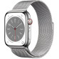 Умные часы Apple Watch Series 8 GPS+Cellular 45mm Silver Stainless Steel Case with Silver Milanese Loop MNKJ3