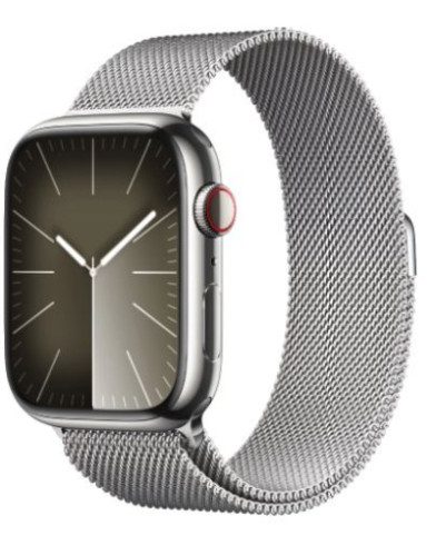 Умные часы Apple Watch Series 9 GPS + Cellular 45mm Silver Stainless Steel Case with Silver Milanese Loop (MRMQ3)