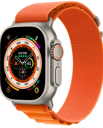 Умные часы Apple Watch Ultra GPS + Cellular 49мм Titanium Case with Orange Alpine Loop (размер M) MQEU3