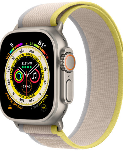 Умные часы Apple Watch Ultra GPS + Cellular 49мм Titanium Case with Yellow/Beige Trail Loop (размер L) MQF23