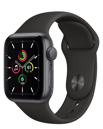 Часы Apple Watch SE GPS 40mm Space Gray Aluminum Case with Black Sport Band  MYDP2