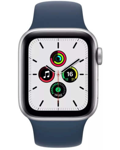 Часы Apple Watch SE GPS 44mm Silver Aluminum Case with Abyss Blue Sport Band MKQ43