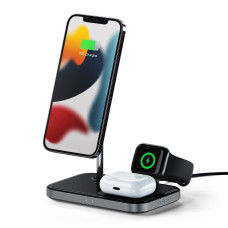 Беспроводное зарядное устройство Satechi Magnetic Wireless Charging Stand 3 в 1 ST-WMCS3M (Space Grey)