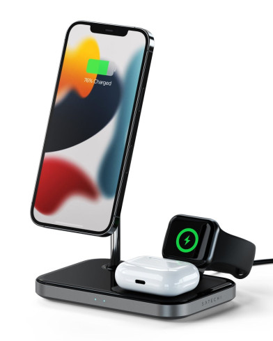 Беспроводное зарядное устройство Satechi Magnetic Wireless Charging Stand 3 в 1 ST-WMCS3M (Space Grey)