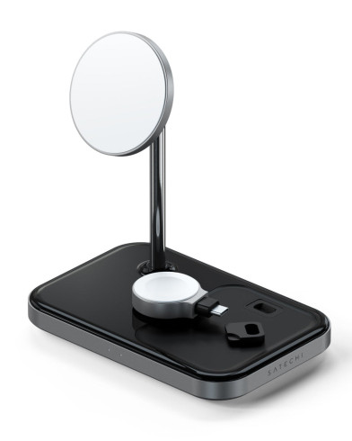 Беспроводное зарядное устройство Satechi Magnetic Wireless Charging Stand 3 в 1 ST-WMCS3M (Space Grey)