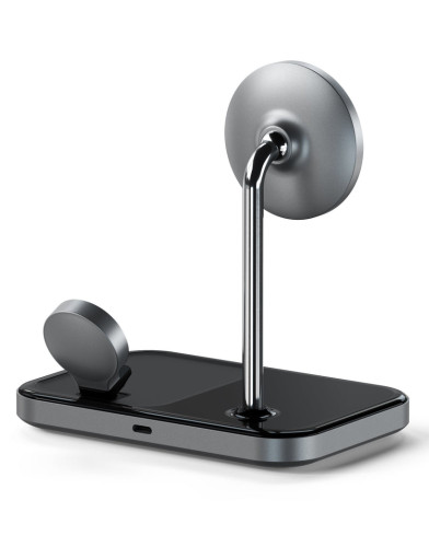 Беспроводное зарядное устройство Satechi Magnetic Wireless Charging Stand 3 в 1 ST-WMCS3M (Space Grey)